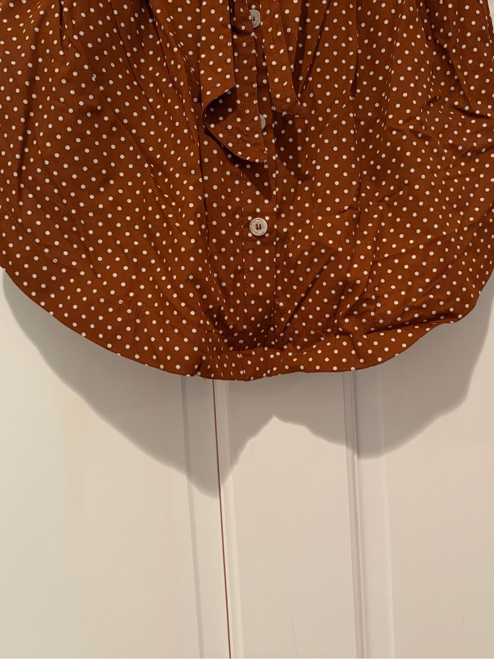NWT Free People Be Mine Brown Polka Dot Tie-Front Strapless Top - Picture 7 of 12